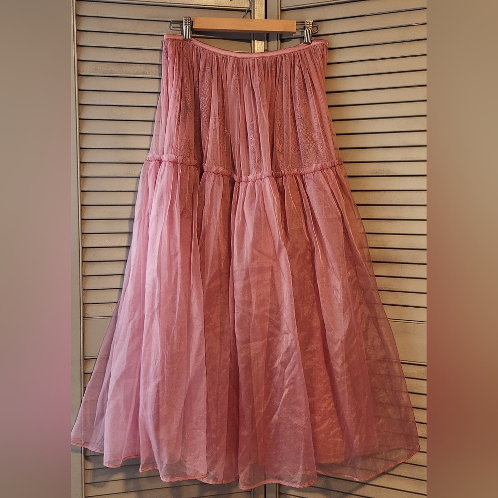 Brenda Knight x Free People Anne Tulle Maxi Skirt Mauve Pink Fairy Cottage